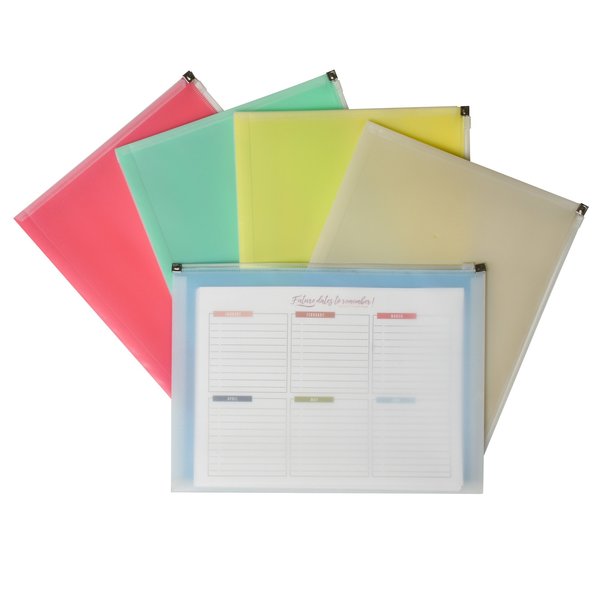 C-Line Products Zip 'N Go Reusable Envelope, Assorted Colors Color May Vary Set of 24 Envelopes, 24PK 99480-DS